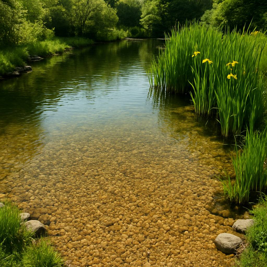 Naturteich mit Teichpflanzen Substrat