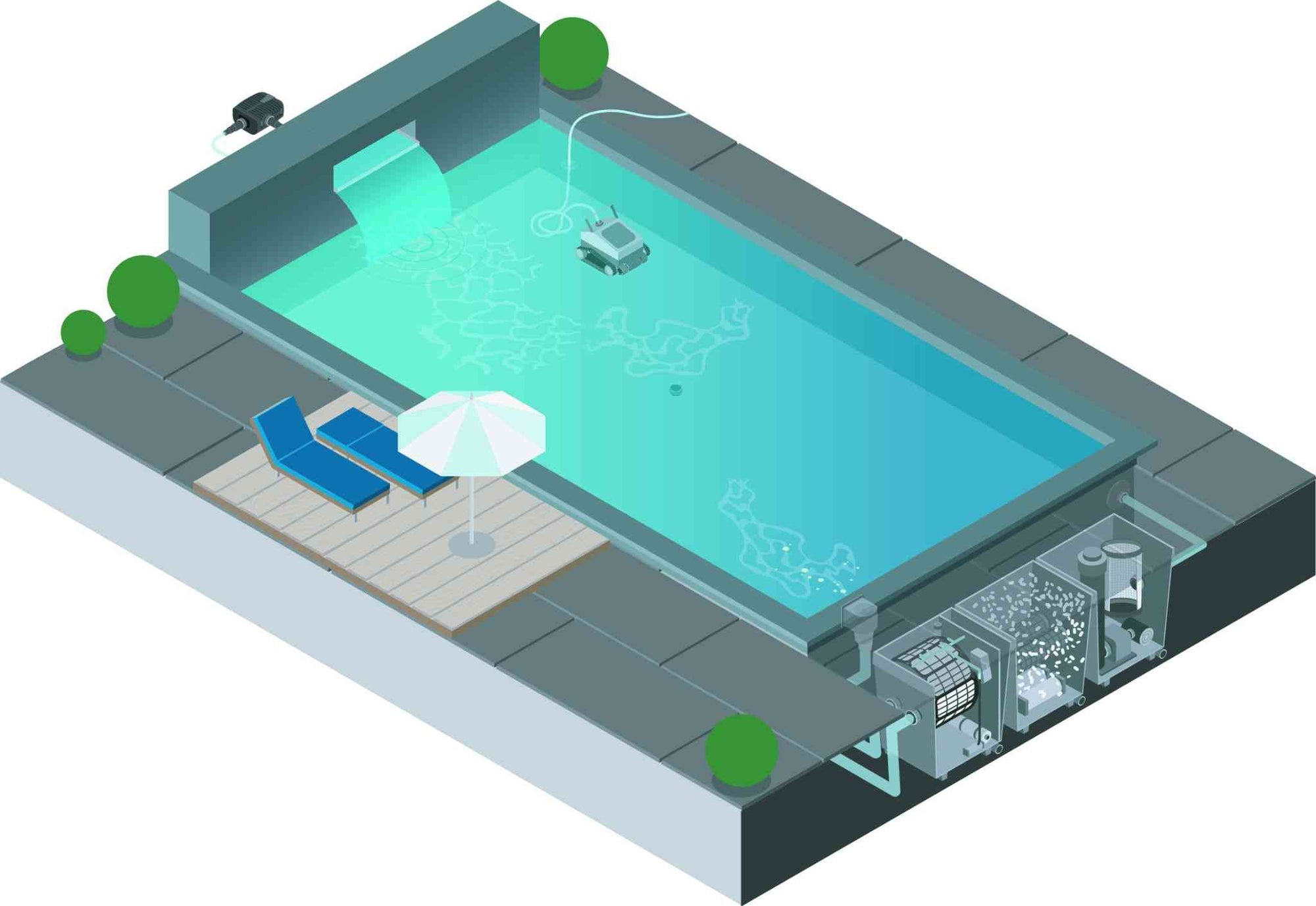 Schwimmteich mit Trommelfilter Technik