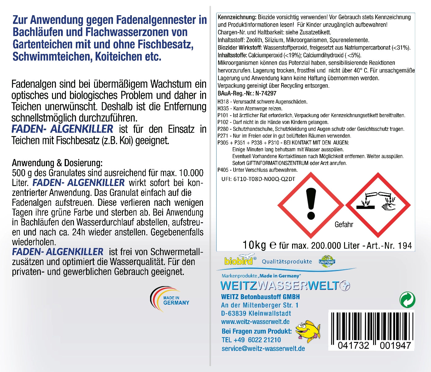 Fadenalgenkiller Rückseite